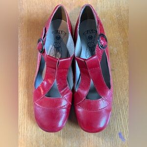 Vintage Fly London Women's Red Leather Heels